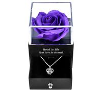 Christmas Gifts for Women Mum,925 Silver Necklace with Red Rose Artificial Flower,Secret Santa Gifts for Women Her,Stocking Fillers for Her Girlfriend on Christmas Birthday Anniversary Valentines