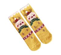 Christmas Gifts For Women Novelty Xmas Warm Bed Socks Soft Cozy Slipper For Teenagers Classic Chirstmas Thermal Stocking Holiday Xmas Fillers Gifts (Yellow, One Size)