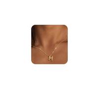 Christmas Gifts Stocking Stuffers for Teen Girls Grandkids Women-Gold Initial Necklaces Teen Girl Gifts Trendy Bubble Letter Pendant Necklace Jewelry Personalized Birthday Gifts for Teens Women, Gold