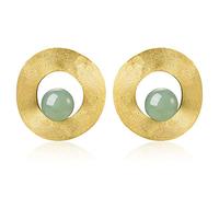 Christmas GiftsSpringlight Earrings Natural Gemstone Minimalist Style Irregular Round Dangling Earrings 925 Sterling Silver 18k Gold Handmade Jewelry Birthday Gifts for Women.(Gold-Aventurine)