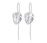 Christmas GiftsSpringlight S925 Sterling Silver Drop Earrings Monstera Leaves Dangle Earring Handmade Jewelry Personalised Gifts, Gifts for Women, Birthday Gifts for Her.(Silver)