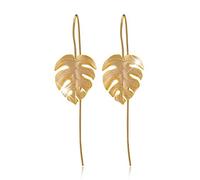 Christmas GiftsSpringlight S925 Sterling Silver Drop Earrings Monstera Leaves Dangle Earring Handmade Jewelry Personalised Gifts, Birthday Gifts for Women, Gifts for Her.(Gold)