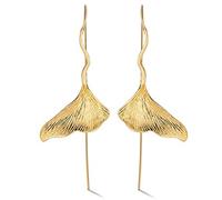 Christmas GiftsSpringlight S925 Sterling Silver Drop Earrings Vintage Ginkgo Leaf Dangle Earrings Handmade Jewellery Personalised Gifts, Birthday Gifts for Women.(Gold)