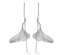 Christmas GiftsSpringlight S925 Sterling Silver Drop Earrings Vintage Ginkgo Leaf Dangle Earrings Handmade Jewellery Personalised Gifts, Birthday Gifts for Women, Gifts for Her.(Silver)