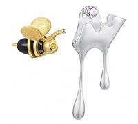 Christmas GiftsSpringlight S925 Sterling Silver Earrings in Bee and Dripping Honey Design, Asymmetrical Stud Earrings Jewellery Birthday Gifts for Women.(Silver honey - Style1)