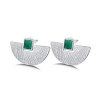 Christmas GiftsSpringlight S925 Sterling Silver Earrings Minimalism Fan-Shaped Stud Earring with Shell Handmade Jewelry Personalised Gifts, Birthday Gifts for Women, Gifts for Her.(Silver)
