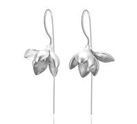 Christmas GiftsSpringlight S925 Sterling Silver Flower Drop Earrings Elegant Magnolia Flower Dangle Earring Handmade Jewelry Personalised Gifts, Birthday Gifts for Women.(Silver)