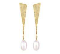 Christmas GiftsSpringlight S925 Sterling Silver Natural Pearl Drop Earrings Special Triangle Dangle Earring Personalised Gifts, Birthday Gifts for Women, Gifts for Her.(Gold)