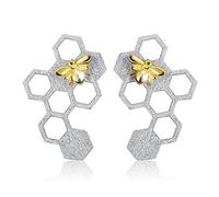 Christmas GiftsSpringlight S925 Sterling Silver Women's Earrings Bee and Honeycomb Stud Earrings Personalised Gifts, Birthday Gifts for Women, Gifts for Her.