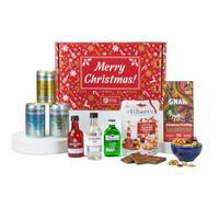 Christmas Gin Variety Gift Set with Miniature Gins, Fever-Tree Tonics, Chocolate & Snacks - Festive Hamper for Gin Lovers