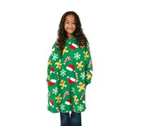 Christmas Ginger Bread Candy Cane Green Gamer Oversized Wearable Hoodie Blanket-S/M