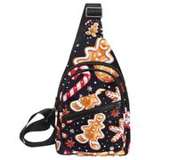 Christmas Ginger Bread Cookies Candy Canes and Snow Flakes 1 Crossbody Bag with Adjustable Shoulder Strap, Shoulder Bag for Men and Women Sling Backpack for Travel, Cycling, Work, Sport