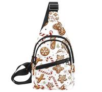 Christmas Ginger Bread Cookies Candy Canes and Snow Flakes 2 Sling Backpack Bag