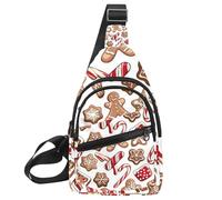 Christmas Ginger Bread Cookies Candy Canes and Snow Flakes Crossbody Bag with Adjustable Shoulder Strap, Shoulder Bag for Men and Women Sling Backpack for Travel, Cycling, Work, Sport