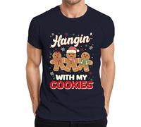 Christmas Gingerbread Biscuits Funny Hangin' with My Cookies Men's T-Shirt, navy, XXL
