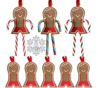 Christmas Gingerbread Candy Cane Ornament | 8 Pcs Gingerbread Candy Cane Holders | Gingerbread Christmas Decorations | Gingerbread Man Candy Cane Ornament Christmas Tree | Xmas Party Favors | BASHOUT