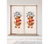 Christmas Gingerbread Cowboy Window Privacy Film Stained Glass Window Film Decorative Window Cover Static Window Cling for Glass Door Winter Western Xmas Beige Window Stickers for Bathroom 23.6"x59"