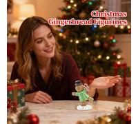 Christmas Gingerbread Decor - Resin Figurine Ornaments, Decorative Holiday Statues | Sweet Gingerbread Man Decorations for Desk, Bedside, Counter, Living Room, Bedroom, and Nursery Home Display