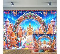 Christmas Gingerbread House Backdrop Candy Village Winter Photo Background