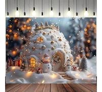 Christmas Gingerbread House Backdrop for Photography Christmas Snowflake Pine Tree Merry Xmas Party Decorations Winter Merry Xmas Tree Background Santa Baby Shower Birthday Party Banner (B, 7x5feet)