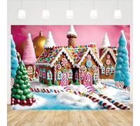 Christmas Gingerbread House Backdrop Santa Baby Shower Birthday Party Decorations Background Candy Gingerbread House Forest Snow Background Winter Merry Xmas Candy Holiday Party Decoration (2,5X3FT)