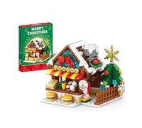 Christmas Gingerbread House Courtyard Mini Building Set, Christmas Building Blocks Gift Set, Christmas Village Building Block Toy, Festive Gift Box for Christmas Decor and Holiday Play(322PCS)