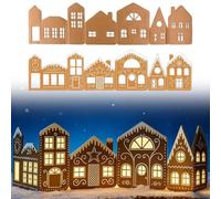 Christmas Gingerbread House Decorations, Christmas Gingerbread Village Light-Up Decor, DIY Cardboard Holiday Houses, Battery Operated Pre-lit Miniature Town, for Home Tabletop Mantle Decor