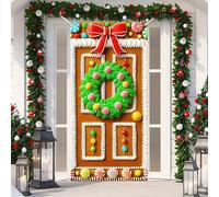 Christmas Gingerbread House Party Decorations, Gingerbread House Door Cover Banner and Welcome Christmas Porch Sign Hanging Banner for Winter Christmas Party Supplies Indoor Outdoor 71 x 35