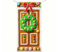 Christmas Gingerbread House Party Decorations, Gingerbread House Door Cover Banner and Welcome Christmas Porch Sign Hanging Banner for Winter Christmas Party Supplies Indoor Outdoor 71 x 35