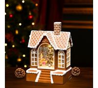 Christmas Gingerbread House Snow Globe Decoration LED Light Up Ornament Xmas