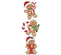Christmas Gingerbread Joy Door Sign Decorations, Merry Christmas Gingerbread Man Wreath for Front Door, Wooden Joy Ornaments Wall Sign Hanger for Xmas Party Winter Home Holiday Decor 3 Plaques