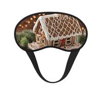 Christmas Gingerbread Like Village House Print Sleep Eye Mask Light Blocking Soft and Comfortable Night Eye Blinder for Women Men for Sleeping Travel Night Shift