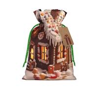 (Christmas Gingerbread Like Village House) Printed Christmas S Size Gift Bags Candy Bags for Kids Xmas Holiday