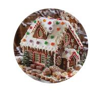 Christmas Gingerbread Like Village House Printed Gaming Mouse Pad 4 PCS, Round Non-Slip Rubber Base Laptop Mousepad Desk Mat for Gamer, Office, Home