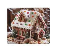 Christmas Gingerbread Like Village House Printed Gaming Mouse Pad 8x7.6 Inches, Non-Slip Rubber Base Laptop Mousepad Desk Mat with Stitched Edges for Gamer, Office, Home
