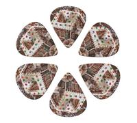 Christmas Gingerbread Like Village House Printed Guitar Picks Plectrum,Guitar accessories,6pcs 0.46mm