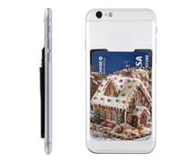 Christmas Gingerbread Like Village House WhitePrinted Phone Card Holder Wallet Sleeve PU Leather Phone Pocket Compatible with iPhone Samsung Galaxy