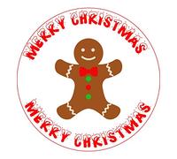 Christmas gingerbread man 7.5 inch ICING circle round edible cake topper personalised