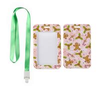 Christmas Gingerbread Man Candy Cane ID Card Holder with Green Lanyard, Pass Holder, Vertical Cards Protector for Student, Vertical ID Cards Protector for Teacher, Teacher Stuff Nurse Essentials