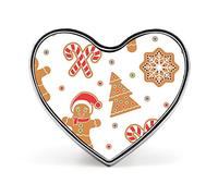 Christmas Gingerbread Man Cookies Snow Flake Tree candy Cane on White Heart Brooch Pin, Unisex Smooth Surface Lapel Tie Pin, Lightweight Badge Jewelry Crafts Decor for Costume Accessory Men Women