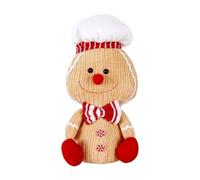 Christmas Gingerbread Man Doll Soft Lighted Holiday Table Centerpieces | Light Up Gingerbread Man Decor for Women Men Kid Home Indoor Outdoor Porch White hat
