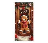 Christmas Gingerbread Man Door Cover Banner Decorative, Festive Holiday Decor, Indoor Outdoor Joyful Backdrop for Winter Celebrations 36x72 Inch