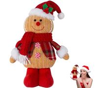 Christmas Gingerbread Man Figurine, Gingerbread Man Dolls, Christmas Decor Dolls with Red Hat, for Friends Birthday Xms Gift or Xmas Tree, Table, Fireplace, Home Decoration