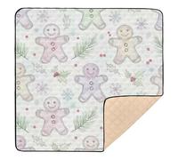 Christmas Gingerbread Man Pattern Soft Foam Baby Playmat for Indoor Outdoor Lightweight Activity Gym Mat for Newborns Babies Infants Toddlers, 50'' x 50''