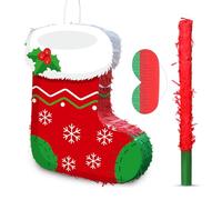 Christmas Gingerbread Man Piñata 16 Inch Christmas Mexican Piñata with Stick Blindfold and Confetti Pack Xmas Bundle for Xmas Birthday Holiday Party Game Container Favors Photo Prop Decoration