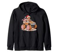 Christmas Gingerbread Man Truck Zip Hoodie