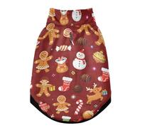 Christmas Gingerbread Man Warm Dog Coat, Adjustable Durable Doggie Winter Jacket Reversible Cozy Puppy Cold Weather Apparel from Small to Large Breed