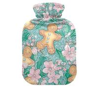 Christmas Gingerbread Men Shining Jewelry hot Bottle Water Bag with Soft Cover, 2L hot Compress Bag for ( Scenario), (Scenario), compresas calientes para el vientre