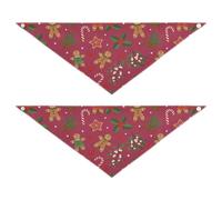 Christmas Gingerbread Mistletoe Bandanas for Dogs Sets of 2 Puppy Holiday Bandanas Scarf Pet Accessories Cat Bandana Collar Pink Red