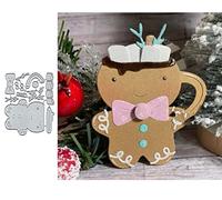 Christmas Gingerbread Mug Cup Metal Die Cuts,Merry Christmas Gingerbread Mug Bow Cutting Dies Cut Stencils DIY Scrapbooking Decorative Embossing Paper Scrapbooking Card Making